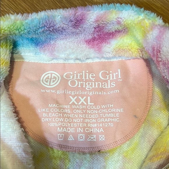 Vibrant Pink and Yellow Hoodie Sweatshirt Sherpa 1/4 zip new size XXL - Picture 4 of 5